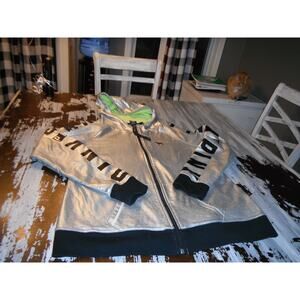 Ladies Victoria Secret PINK Silver Metallic Hoodie size LARGE